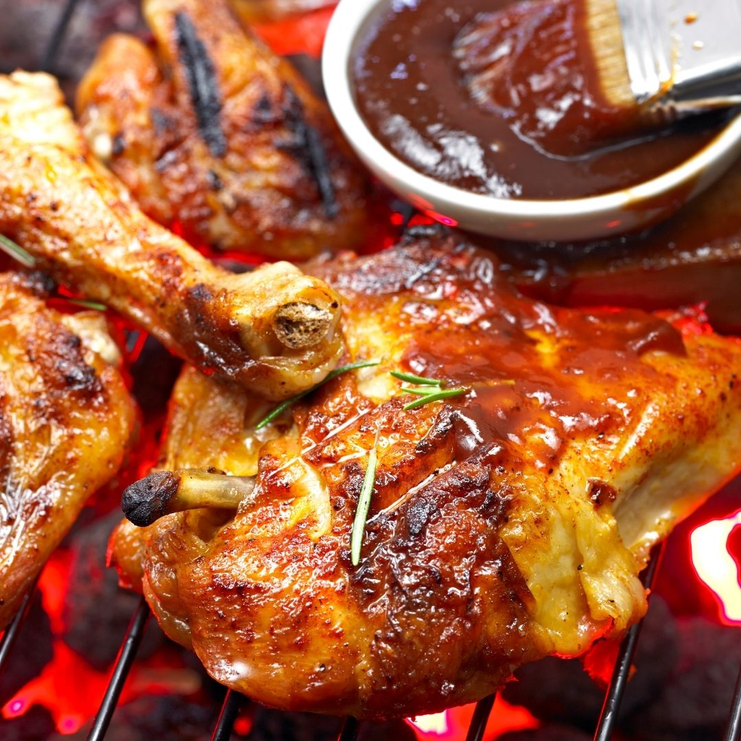 BBQ chicken on a grill - easy family camping meals